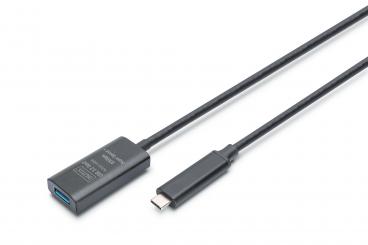Aktives USB 3.2 Gen2 10G Verlängerungskabel, USB-C - USB-A, 5m 
