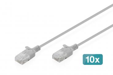 CAT 6 U-UTP Slim patch cable, 0.5 m, gray, 10 pieces 