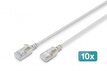 Kabel krosowy CAT 6A F-FTP Slim, 3 m, szary, 10 szt. 