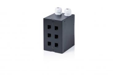 Copper DIN rail distributor, 6 port, black 