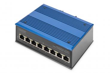 8 Port Fast Ethernet Netzwerk Switch, Industrial, Unmanaged, 1 RJ45 Uplink 