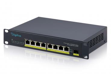 10-calowy, 8-portowy, niezarządzalny przełącznik PoE+ 2,5 Gb/s z 1× 10 Gb/s SFP+ 
