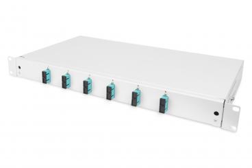 LWL-Spleißbox, 1HE, bestückt, 6x SC DX, OM3 
