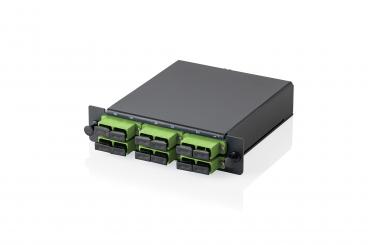 MPO Kassette, Singlemode OS2, SC/APC DX, SC/APC auf MPO, für 3 Kassettenfelder 