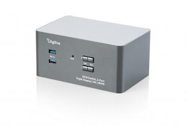 Przełącznik KVM, 2-portowy, potrójny wyświetlacz, 4K, HDMI 
