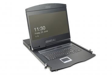 19" LCD KVM Konsole, 1-Port VGA, deutsche Tastatur 