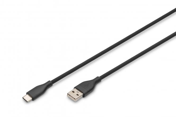 USB-C Silikon Anschlusskabel, 1m, schwarz 