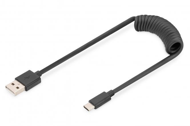 USB 2.0 - spiralni kabel USB-A na USB-C 