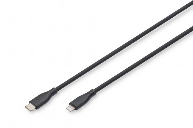 Lightning silikonski spojni kabel, USB-C na Lightning, 1 m, crni 