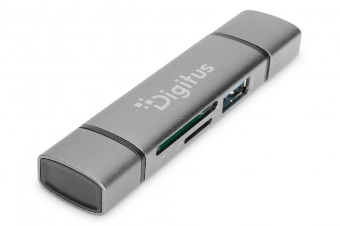 Dual card reader & hub USB-C / USB-A 