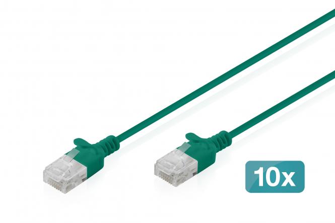 CAT 6 U-UTP Slim patch cable, 0.3 m, green, 10 pieces 