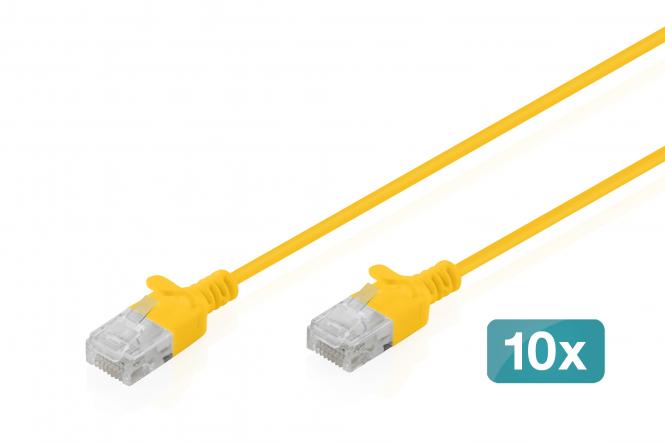 CAT 6 U-UTP Slim patch cable, 1 m, yellow, 10 pieces 