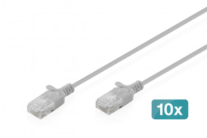 CAT 6 U-UTP Slim patch cable, 3 m, gray, 10 pieces 