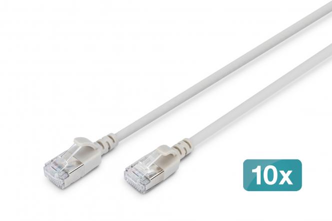 Kabel krosowy CAT 6A F-FTP Slim, 1 m, szary, 10 szt. 