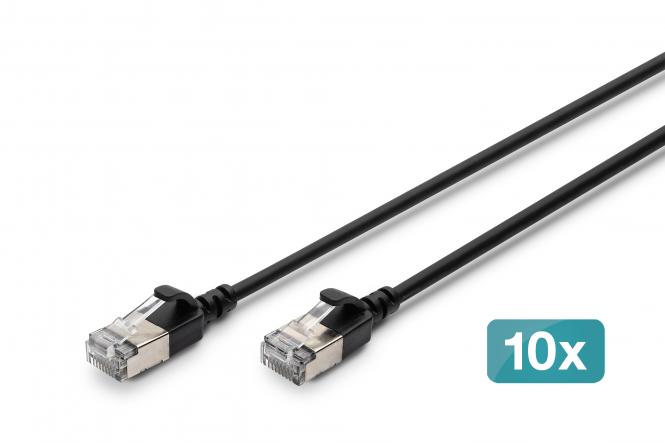 Kabel krosowy CAT 6A F-FTP Slim, 2 m, czarny, 10 szt. 