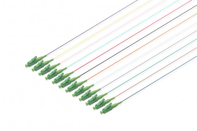 Jednostrani OS2 pigtaili u jednobojnoj LC/APC izvedbi 