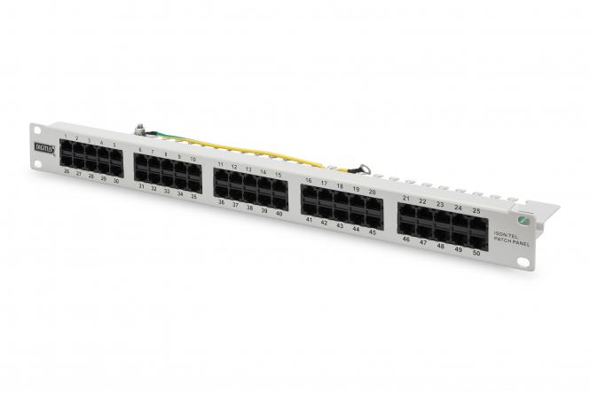 CAT 3 ISDN patch panel, nezaštićen, sivi 