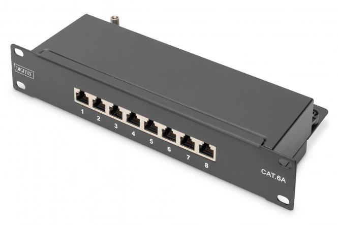 CAT 6A, patch panel, klase E, oklopljen, crni 