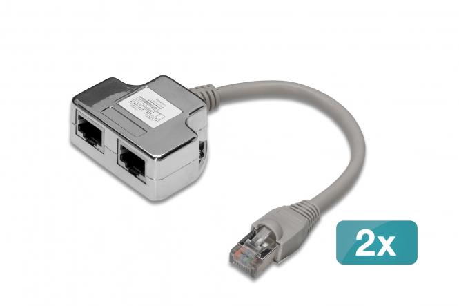 CAT 5e patch cable adapter, 2x CAT 5e, shielded - 2 pieces 