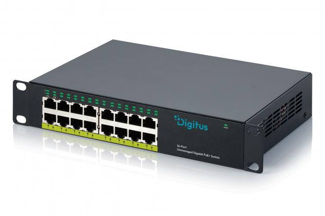 10-calowy, 16-portowy, niezarządzalny przełącznik Gigabit PoE+ (135 W) 