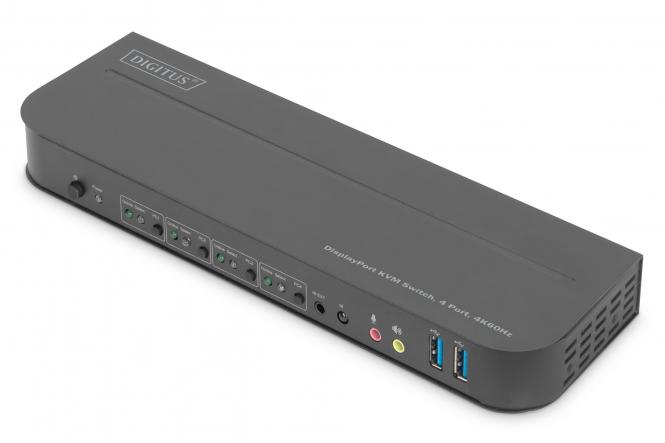 KVM Switch, 4-Port, 4K60Hz, 4 x DP in, 1 x DP/HDMI out 
