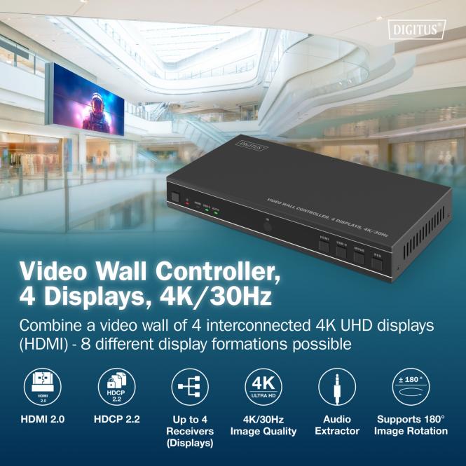 DIGITUS by ASSMANN Shop | Video Wall Controller, 4 Displays, 4K/30Hz