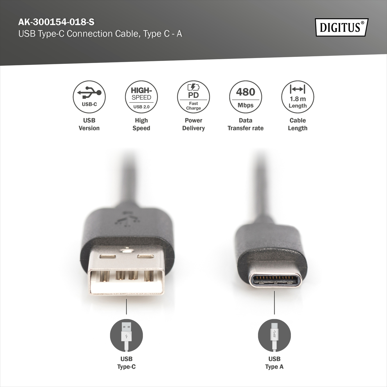 Usb Classic Connection DIGITUS by ASSMANN Shop | USB-C connection cable, USB-A to USB-C