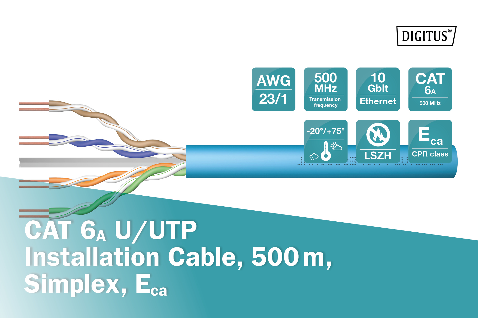 Utp Simplex DIGITUS by ASSMANN Shop | CAT 6A U/UTP installation cable, 500 m ...