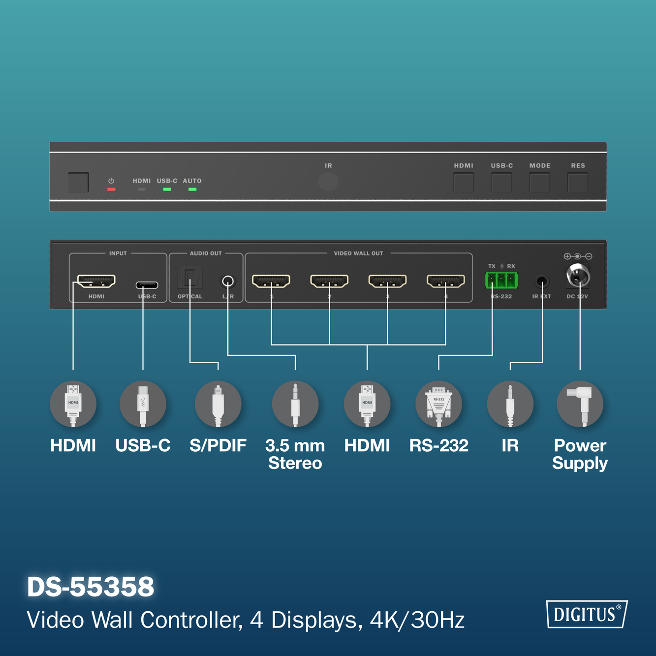 DIGITUS by ASSMANN Shop | Video Wall Controller, 4 Displays, 4K/30Hz